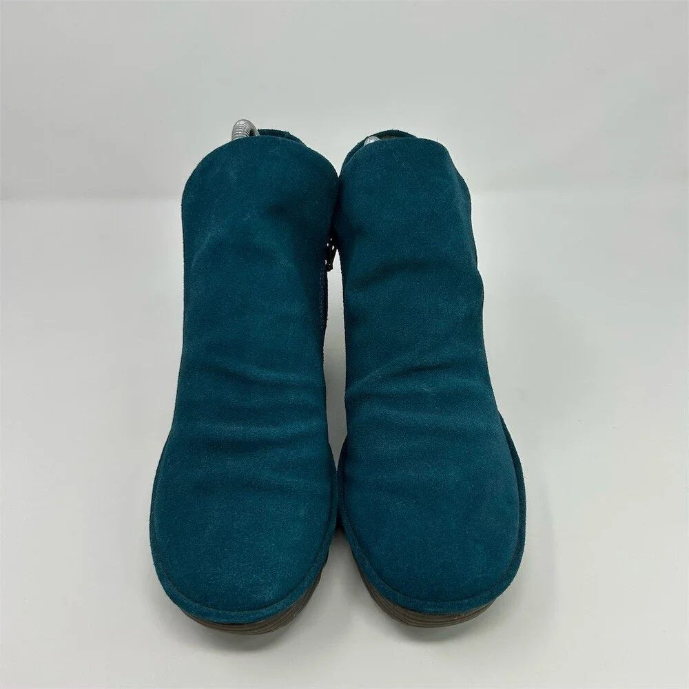 Fly London Yip Womens Ankle Booties Teal Blue Wedge Side Zip Lug Sole Size 39 - Picture 5 of 13